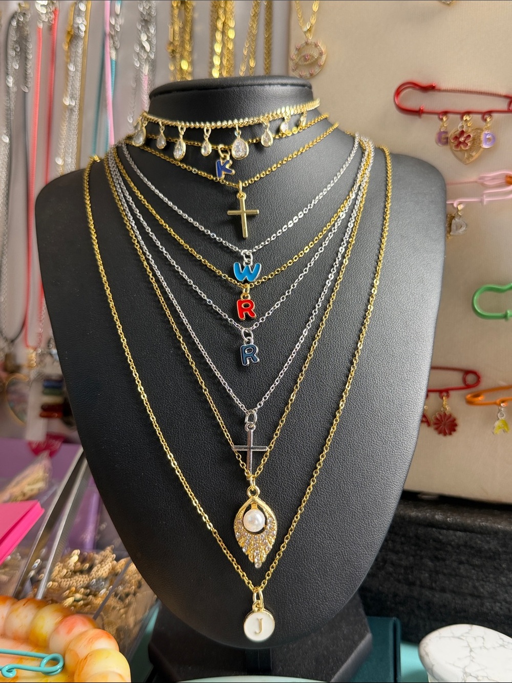 Gold plated Initial necklace over stainless steel ,chose your options